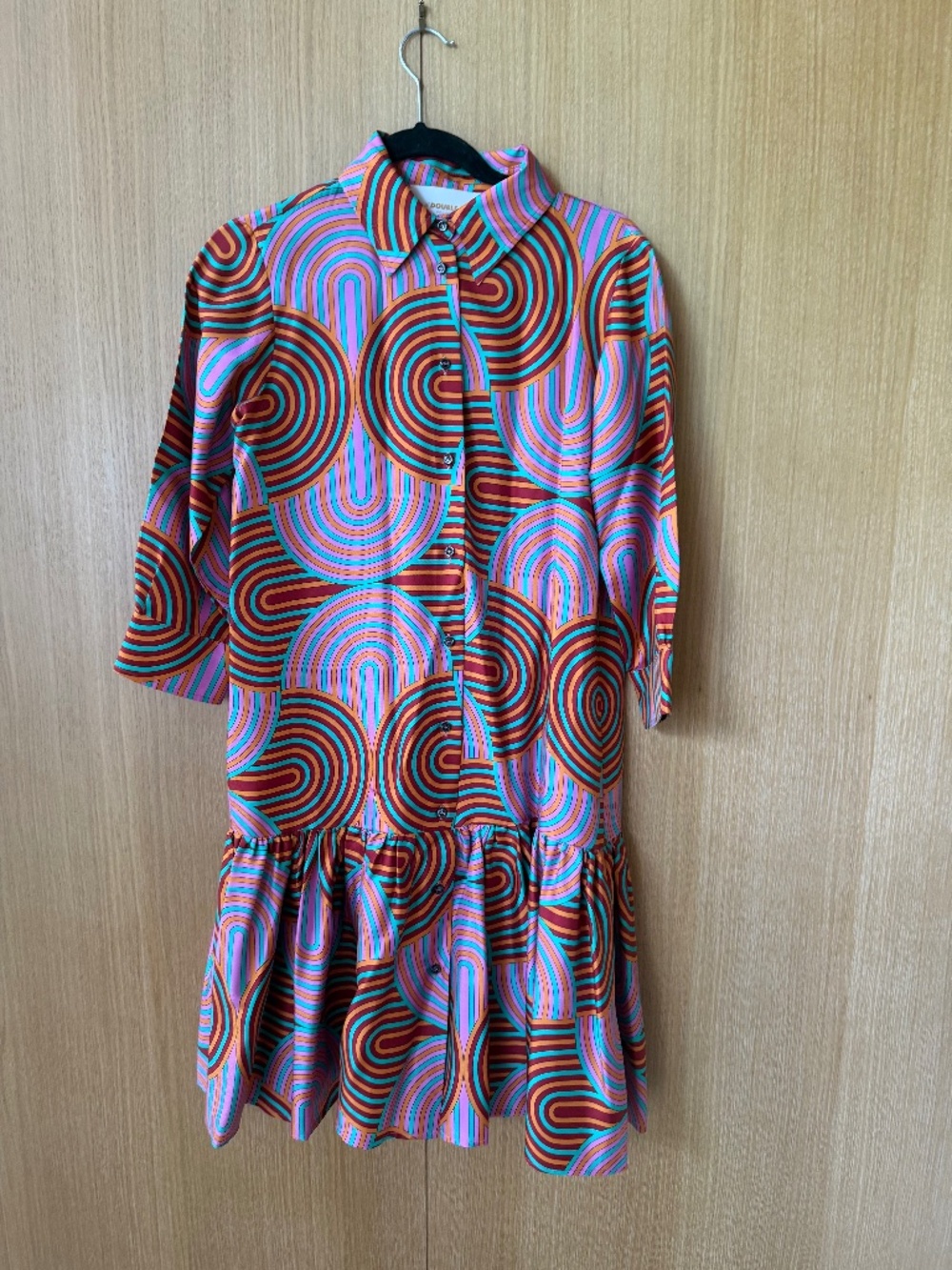 LA DOUBLE J PURPLE/RED SWIRL PRINTED SILK "GETTING MY CROISSANT" MAXI DRESS SIZE
